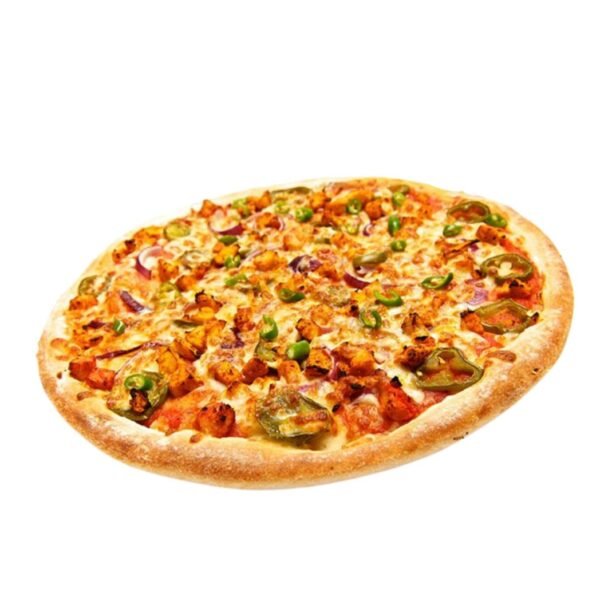 TANDOORI CHICKEN PIZZA Tandoori Chicken, Onion, Green Pe